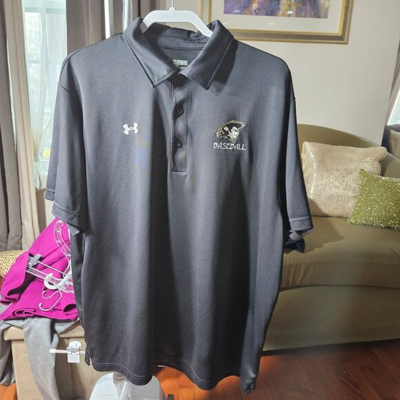 Under Armour Other - Under Armour Mens 2XL Loose Fit Black Polo Shirt With Embroidered Baseball Logo